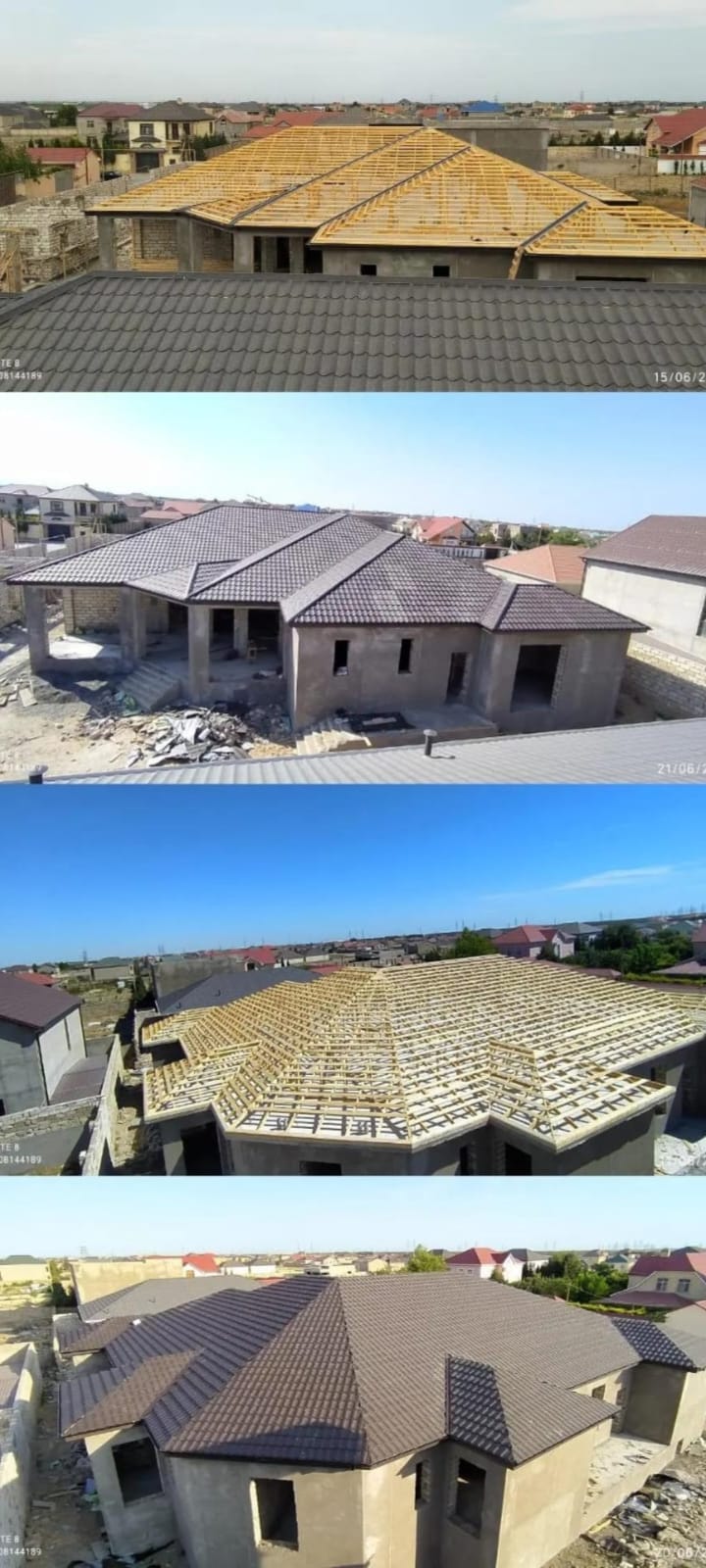 Mürəkkəb Formalı Villa Damının Hazırlanması və Montajı
